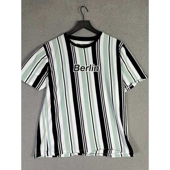 Refinery Republic Men’s Large Berlin Striped Slim Fit‎ Graphic T-Shirt - Picture 2 of 6